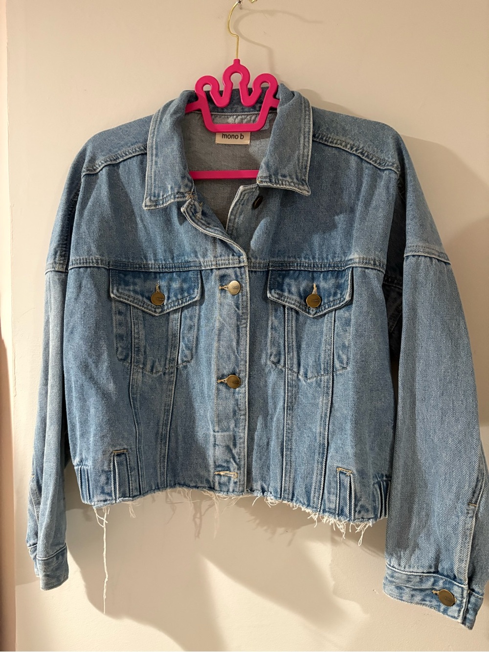mono b Light Wash Denim Jacket - Blue size small